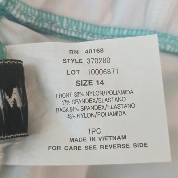 Trimshaper Tropical Leaf Print No Underwire One Piece Swimsuit Women's 14 - Picture 5 of 5